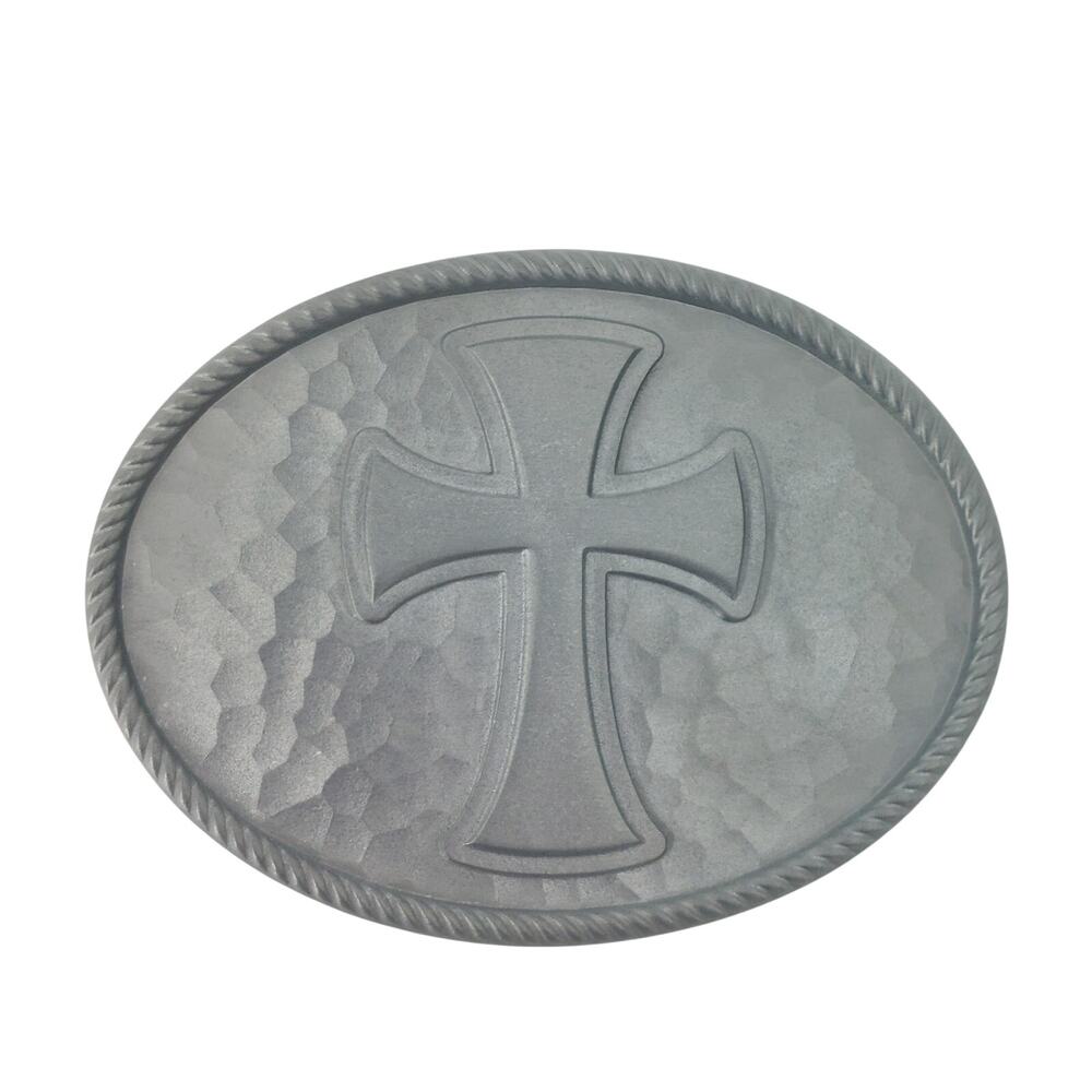 Cross Belt Buckle Great American Products 2006 Christian Oval Hammered